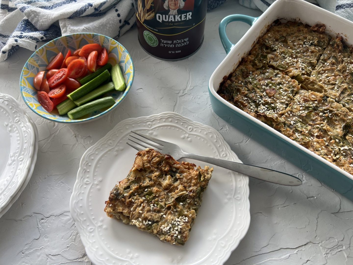 פשטידת תרד עם קוואקר